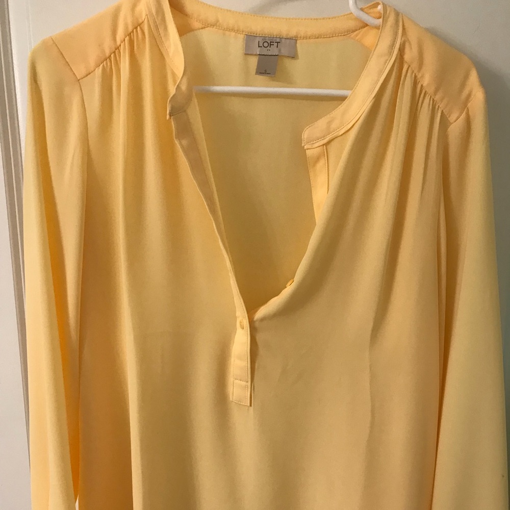 LOFT Light Yellow Sheer Blouse
